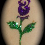 water proof, glitter tattoo - purple rosebud