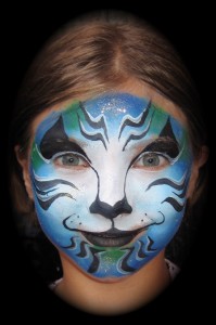 blue cat, abstract face painting