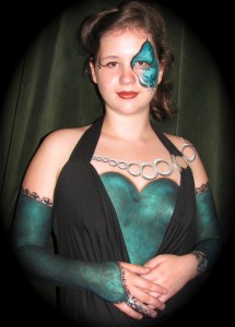 Formal outfit, velvet in paint, Face and Body Art convention in Orlando 2008