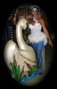 carousel swan greeter painted for Turtleback Zoo