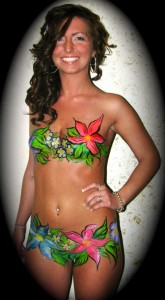 flower bikini painted on for bikini contest at the Pigpen Allentown