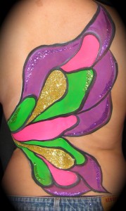 beautiful purple butterfly body painting